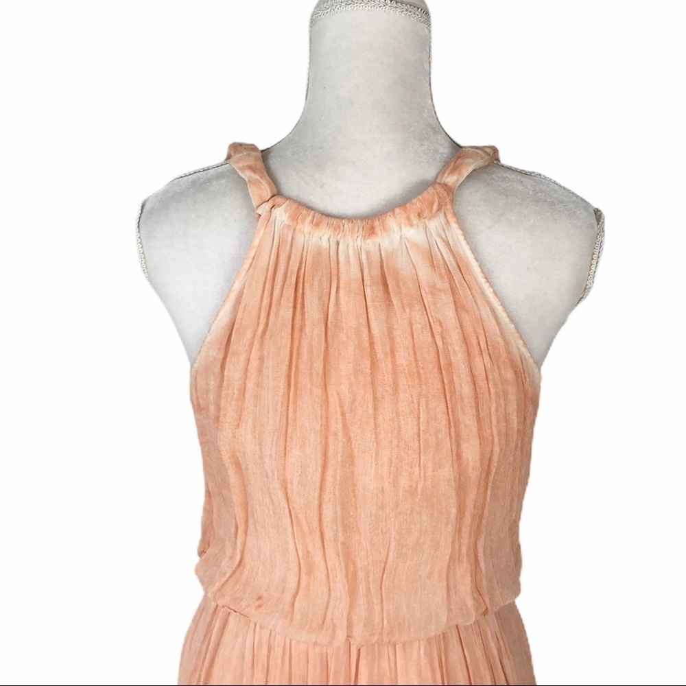 Free People peach orange ruffle sleeveless dress M - Picture 13 of 14